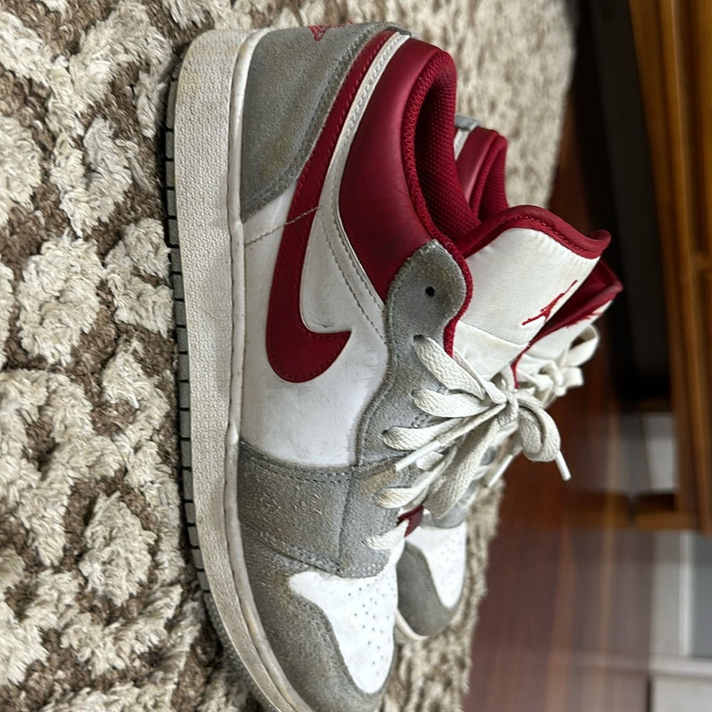 Red and grey Jordan’s Air Force 1 low top good conditions